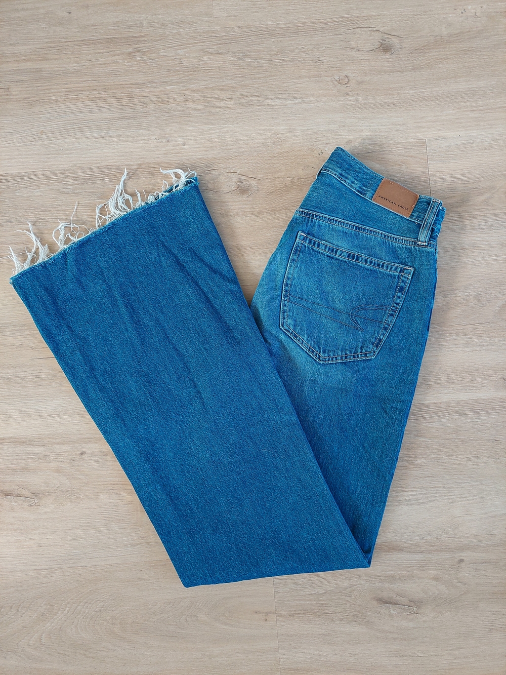 American Eagle Blue Denim Low-Rise Jeans Wide Leg Women's 0 XS